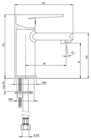 Baterie lavoar monocomanda culoare crom Deante Tubo