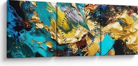 Tablou - Pictură în ulei texturată (cu ceas) (90x30 cm)