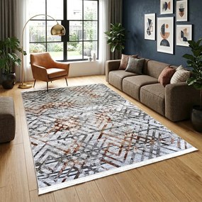 Covor camera antiderapant, Model Urban Industrial Gri, 80x200 cm