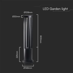 Lampă de exterior LED 10W 230V 3000K IP65 80 cm neagră