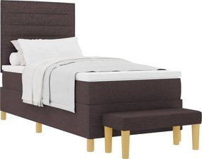 vidaXL Pat cu arcuri cu saltea Maro închis 100 x 200 cm țesătură