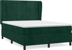vidaXL Pat box spring cu saltea, verde închis, 140x200 cm, catifea