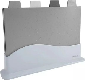Set 4 tocatoare cu suport Kinghoff KH 1743, Utilizabile pe ambele fete, Rezistente la temperaturi de pana la 130°C, Fara absorbtie a mirosurilor, Antiderapante, Nuante de gri