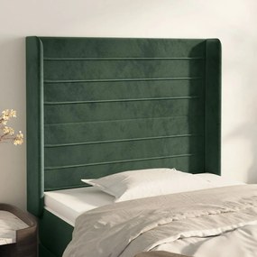 3119753 vidaXL Tăblie pat cu aripioare verde închis 83x16x118/128 cm catifea