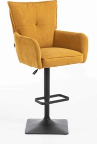 HR250KW Scaun Catifea Reiată Premium Ruloare Curry Galben Bază Neagră