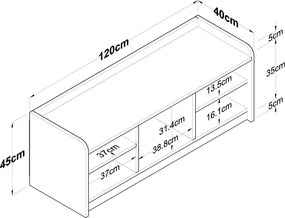 Dulap pentru pantofi Pilo White and Walnut