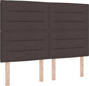 vidaXL Pat cu arc LED cu saltea Maro închis 140 x 200 cm țesătură