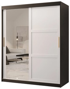 Dulap de haine Riven 2 150 (negru mat + alb mat) (cu oglindă). 1064175
