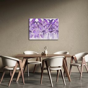 Tablou - Frunze violet în tencuială (70x50 cm)