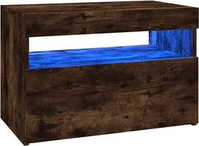vidaXL Comodă TV cu lumini LED, stejar fumuriu, 60x35x40 cm