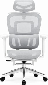 SIENA E15 Executive – Scaun Ergonomic cu Suport Lombar Reglabil pe Înălțime, Tetieră Reglabilă, Cotiere 3D, Șezut Extensibil, Reclinare 135°, Umeraș Integrat, Suport pentru Picioare și Bază Metalică, Mesh, Gri