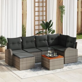 vidaXL Set de canapele pentru grădină 7 pcs Gri Rattan poli
