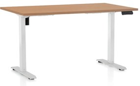 Masa inaltime reglabila OfficeTech B, 140 x 80 cm, bază albă, fag