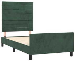 Cadru de pat cu tablie, verde inchis, 80x200 cm, catifea Verde inchis, 80 x 200 cm, Benzi orizontale