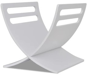 241219 vidaXL Suport din lemn pentru reviste, vertical, alb