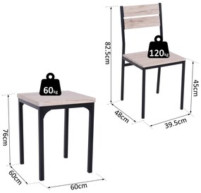 HOMCOM Set masă și scaune stil loft, ideal pentru spații mici | Aosom Romania
