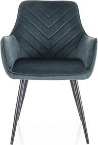 Scaun FIG, verde/negru, stofa catifelata/metal, 57x47x85 cm