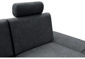 Colțar extensibil AVESTA, tapițat, în formă de L, cu spațiu de depozitare, colț pe partea dreaptă, antracit