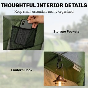 Outsunny Cort de camping pentru 3-4 persoane stabil 3000mm impermeabil cort de familie cu cameră de dormit antreu zonă de zi Verde | Aosom Romania