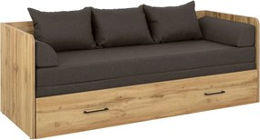 Pat TETRIX 80/160x200, stejar wotan/maro, PAL/stofa, cu saltea extensi