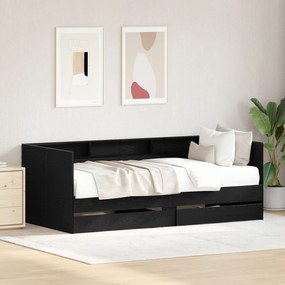 vidaXL Cadru de daybed cu sertare Stejar negru 90 x 190 cm
