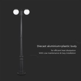 Lampă de exterior 2xE27/60W/230V IP44 199 cm negru
