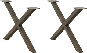 vidaXL Picioare pentru masă de cafea în formă de X, 2 buc., oțel natural, 70x(42-43) cm