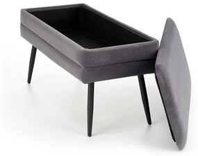 Banca dormitor Velva gri/negru - H37 cm
