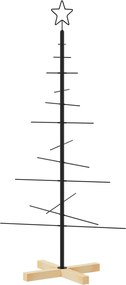 vidaXL Brad de Crăciun din metal cu bază din lemn, negru, 120 cm