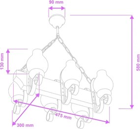 Lustră pe lanț Brilagi QUEEN 6xE14/40W/230V fag