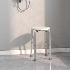 HOMCOM Scaun de Duș pentru Vârstnici cu Înălțime Reglabilă pe 8 Poziții și Picioare Antiderapante, 34.2x34.2x34.8-52.3 cm, Alb | Aosom Romania