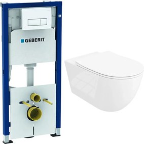 Set rezervor incastrat Geberit Duofix cu set de fixare, clapeta alba Delta51 plus vas WC Rune Ivaldi Grande alb cu capac slim softclose
