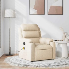 vidaXL Fotoliu rabatabil de masaj, crem, material textil