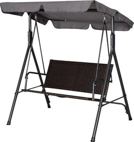 Outsunny Balansoar Hollywood, Balansoar de Grădină cu Baldachin, Acoperiș Reglabil, Negru + Maro + Gri | Aosom Romania