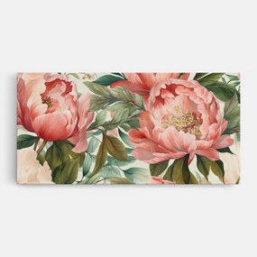 Tablou Canvas, 60x120cm, Dormitor si Living, Flori, Bujori, Light Red Peony