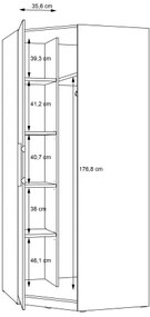 Dulap de colț MARO 94x213 cm, stejar artisan