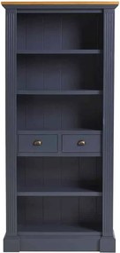 Bibliotecă lemn masiv natur London Albastru/, 90 × 33 × 200 cm