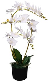 vidaXL Plantă artificială orhidee cu ghiveci, 65 cm, alb