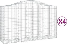 vidaXL Coșuri gabion arcuite 4 buc, 200x50x120/140 cm, fier galvanizat