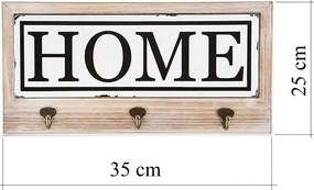 Cuier hol cu 3 agatatori din lemn Home Homs, 35 x 25 cm, maro rustik