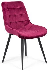 Scaun living tapițat cu catifea și picioare metalice BUC 206 vișiniu