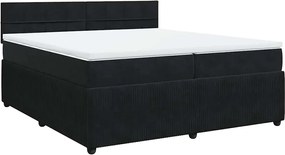 vidaXL Pat box spring cu saltea, negru, 200x200 cm, catifea