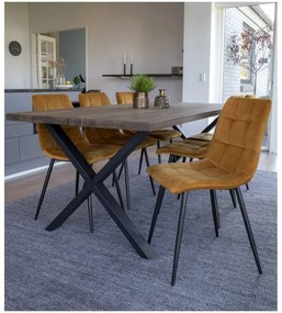 Set 2 scaune dining cu tapițerie din catifea House Nordic Middelfart, galben muștar