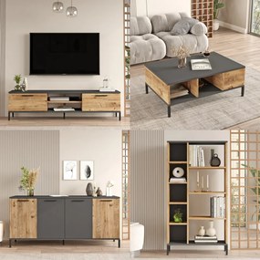 Set Mobilier pentru Sufragerie, RL6-AA, Antracit / Atlantic Pine