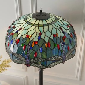Endon 64069 - Lampă de podea Tiffany DRAGONFLY, 2xE27/60W/230V, Ø 50 cm
