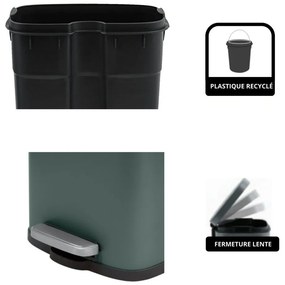 Coș de gunoi verde închis cu pedală din oțel 5 l Akira – Spirella