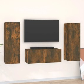 3120233 vidaXL Set dulapuri TV, 3 piese, stejar fumuriu, lemn prelucrat