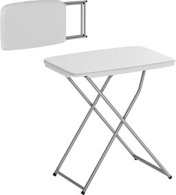 Outsunny Masă Pliantă pentru Camping Portabilă cu Reglaj pe 5 Niveluri Blat HDPE și Cadru Metalic 75x50x73,5 cm Alb | Aosom Romania