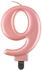 Numere Metallic Lumânare cu numărul 9 Rose Gold, lumânare pentru tort