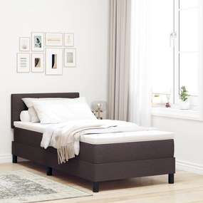 VidaXL Pat cu saltea și LED Maro închis 90x200 cm Textil